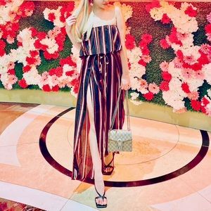 Striped Flounce Jumpsuit